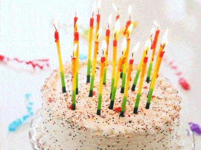 Happy Birthday Cake eCard Animated Glowing Candles