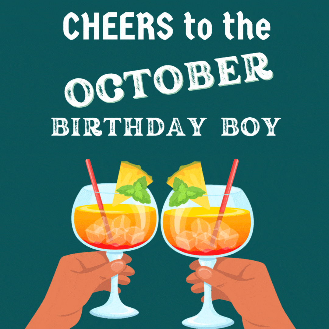 Cheers To The October Birthday Boy Animated eCard