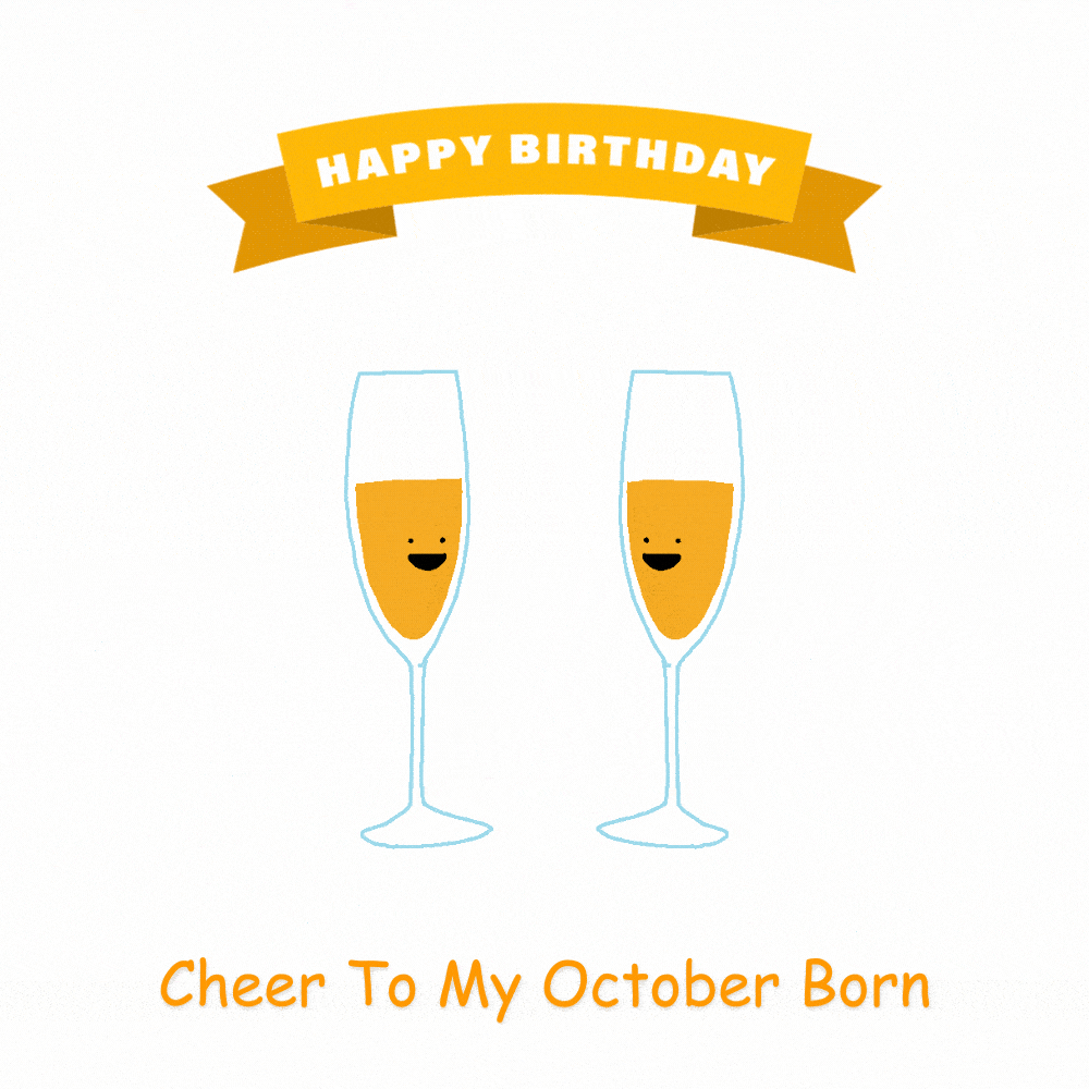 Funny Glasses Happy Birthday Animated October eCard