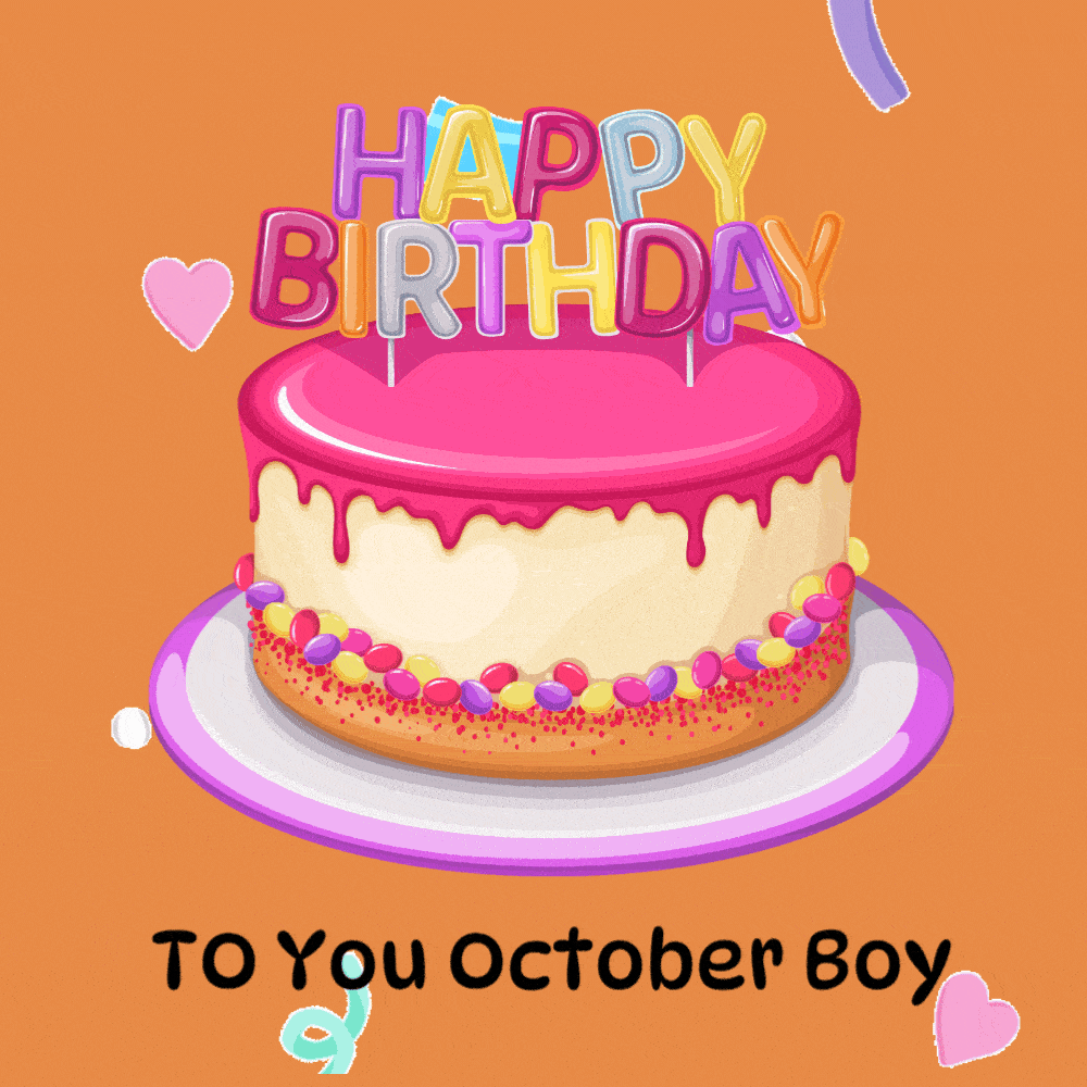 Animated Happy Birthday To You October Boy eCard with Cake