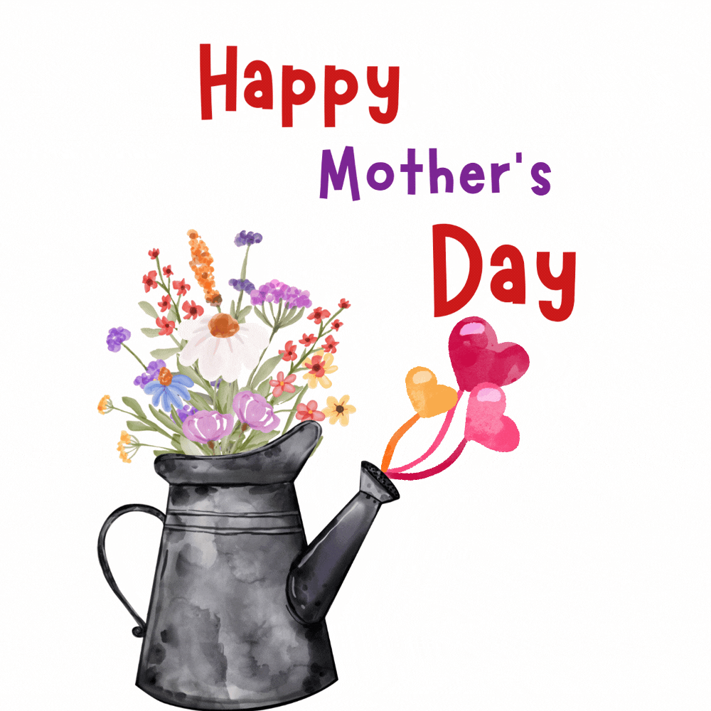 Three Animated Heart Bunch of Flowers Happy Mother’s Day