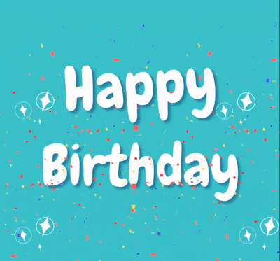Stars Sparkle Animated Happy Birthday Card on Blue Background