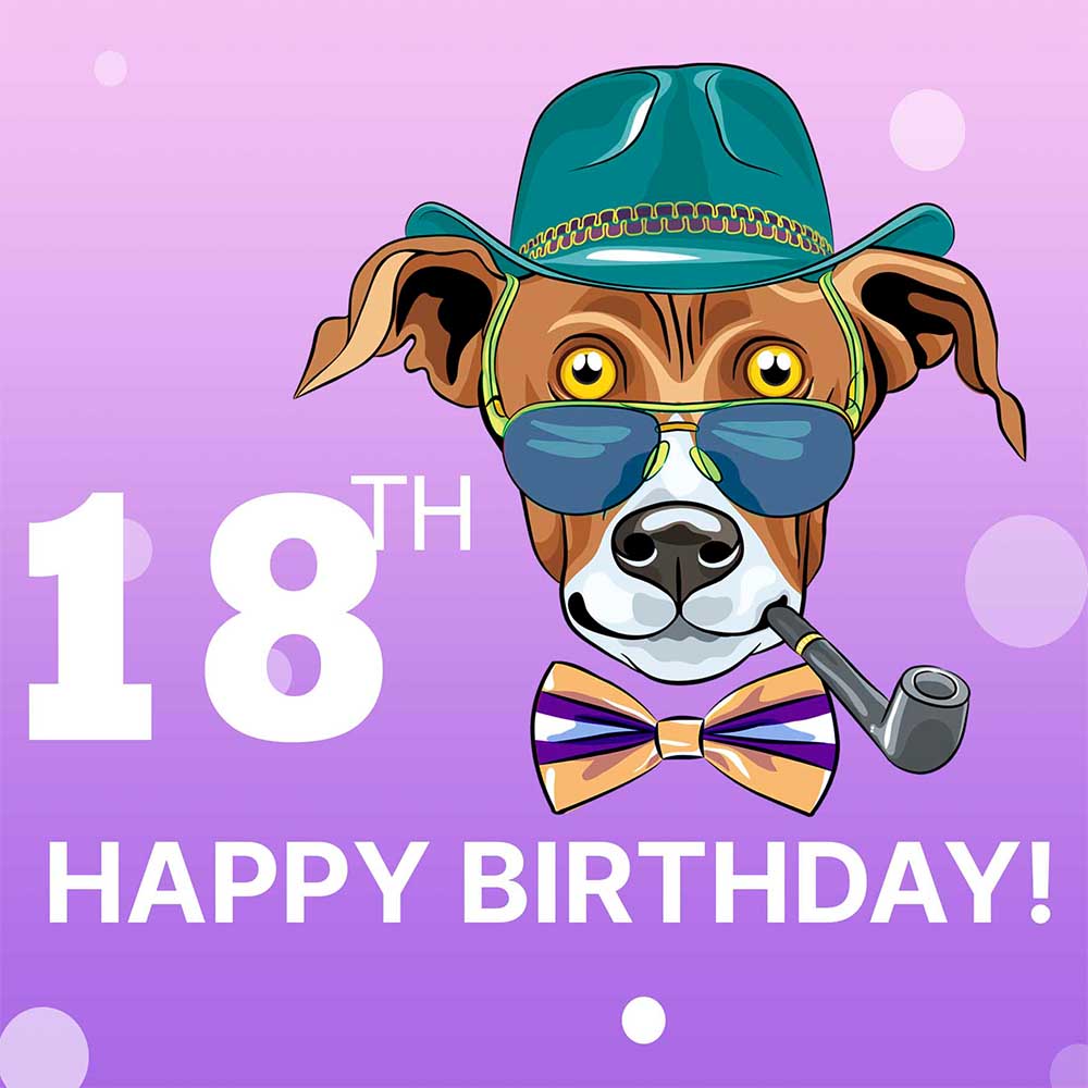 18th Birthday eCard Classy Dog