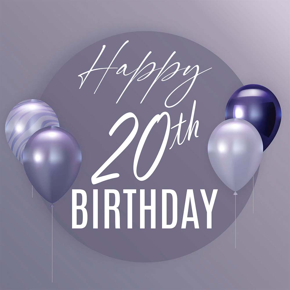 20th Birthday eCard Balloons