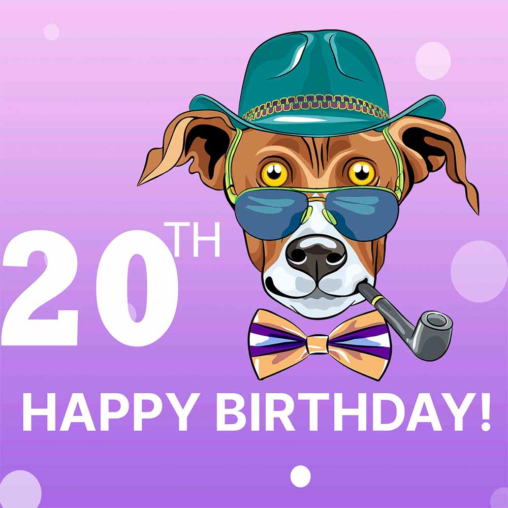 20th Birthday eCard Classy Dog