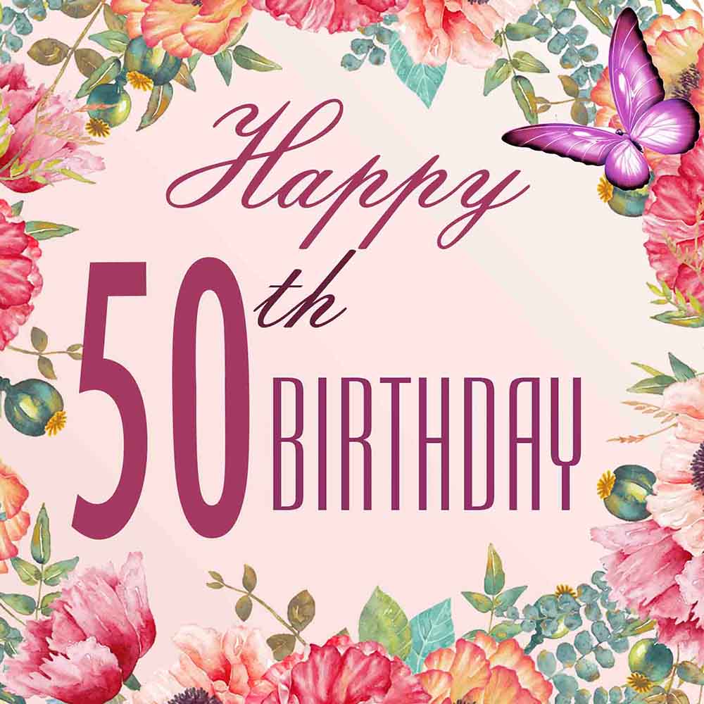 50th Birthday eCard Artistic Flowers