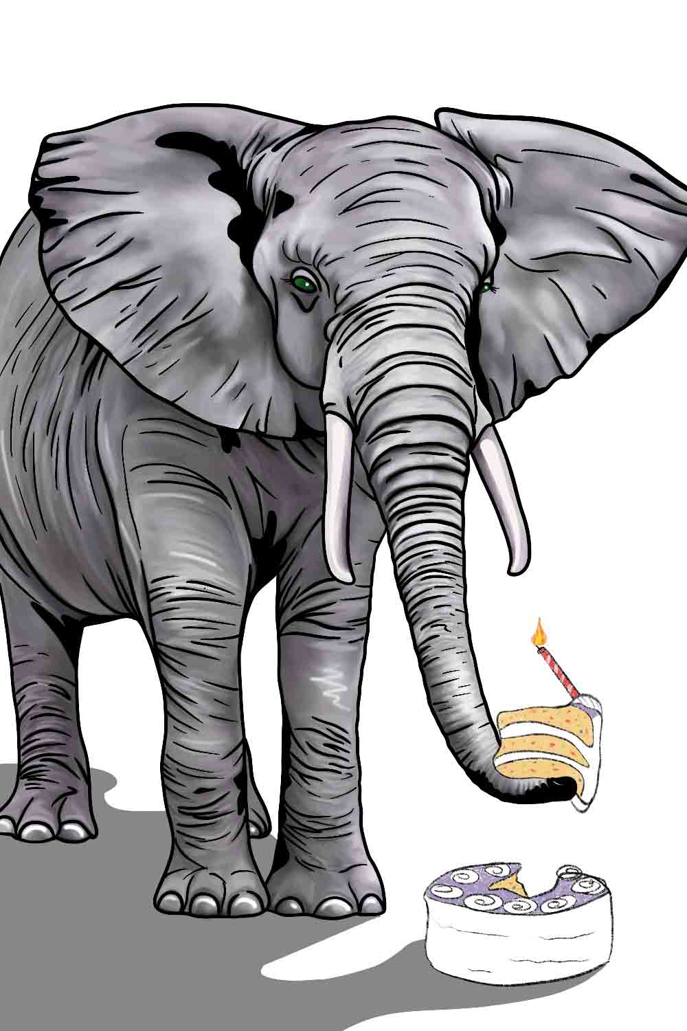 Elephant and Birthday Cake Happy Birthday Greetings eCard