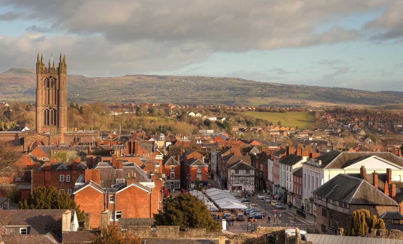 Aireal view Ludlow, Shropshire