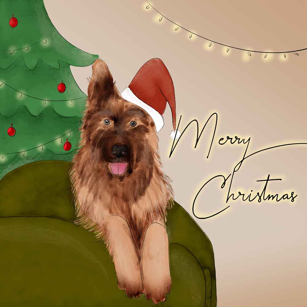 Alsatian Dog Merry Christmas eCard