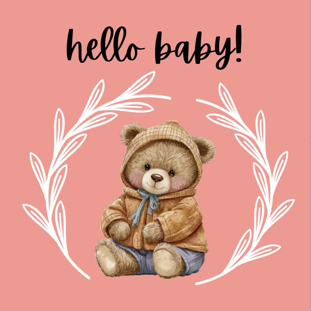 Baby announcement eCard hello baby teddy