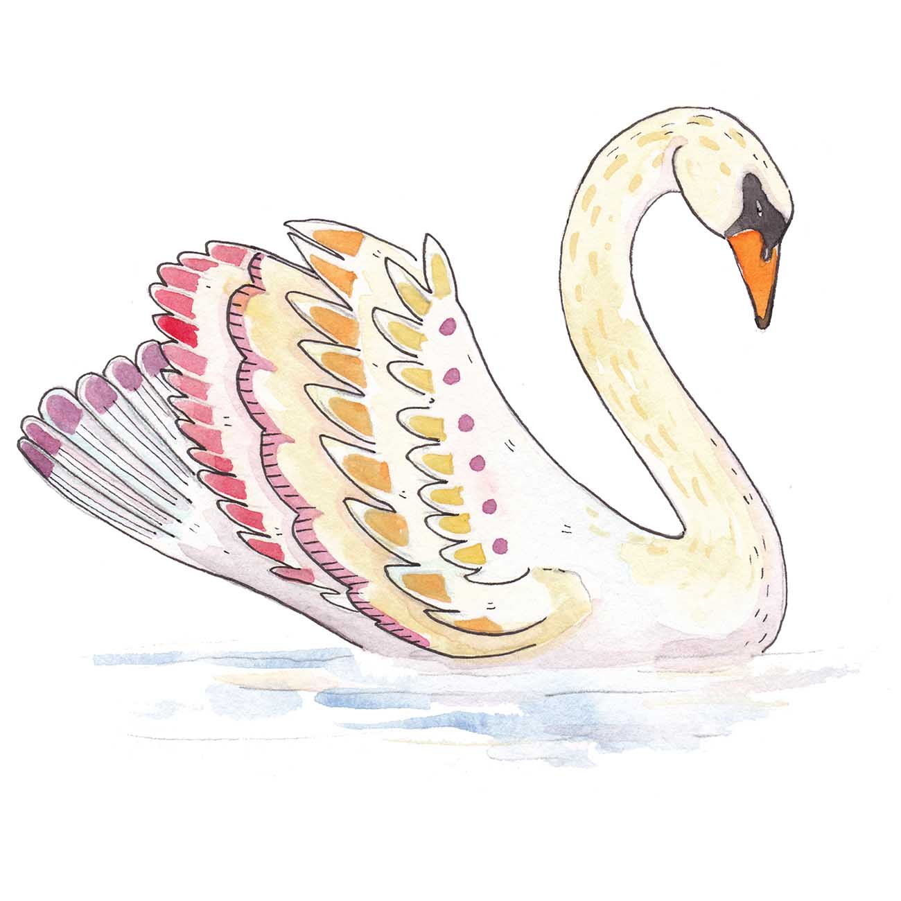 Beautiful Hand Illustrated Swan eCard