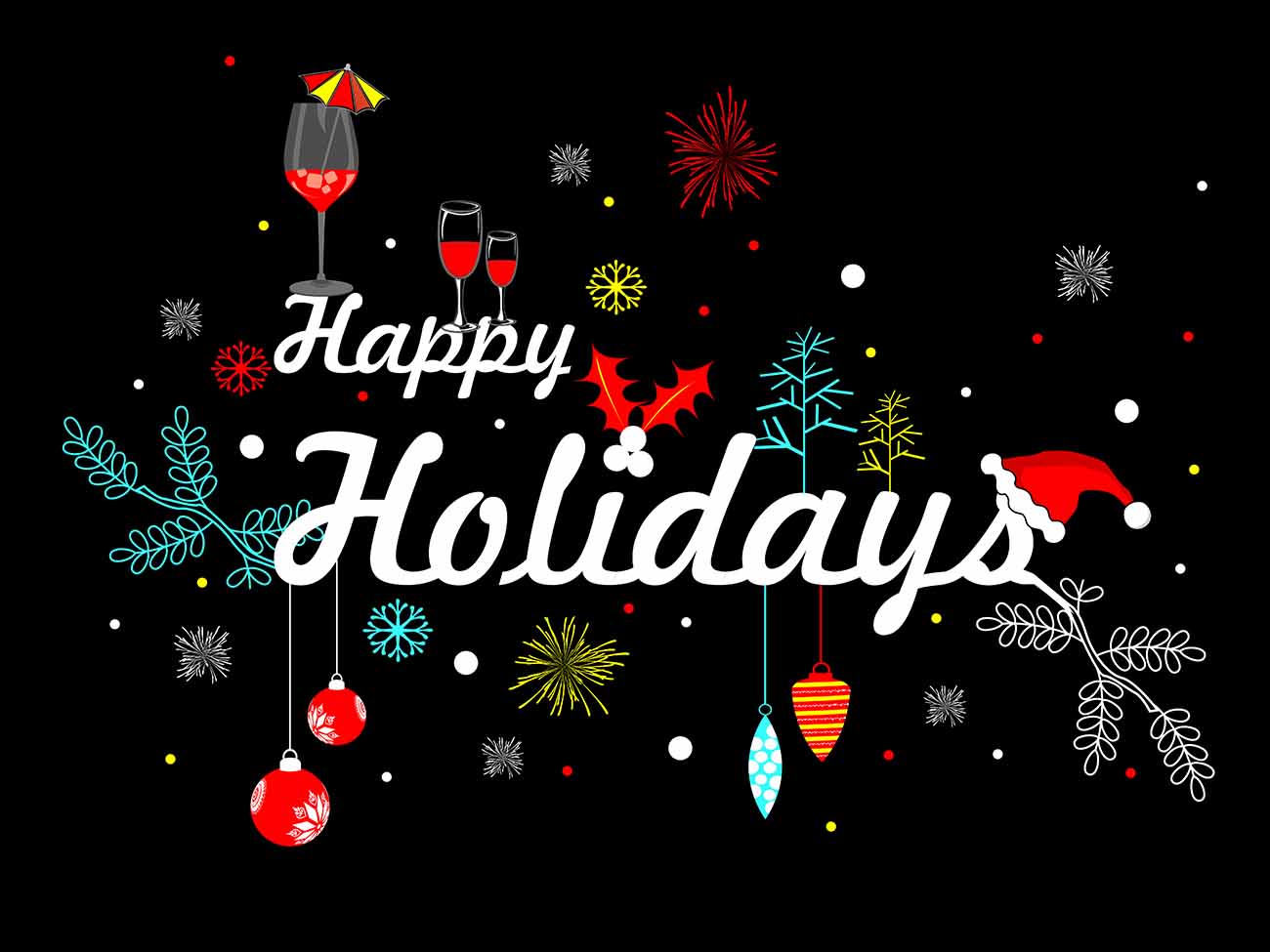 Beautifully Colourful Happy Holidays eCard