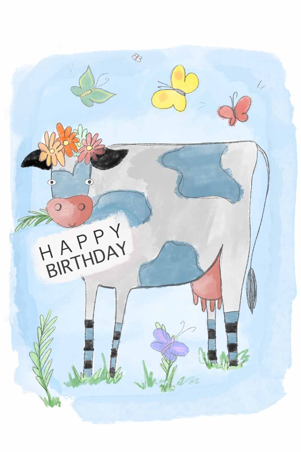 Birthday child cow drawing