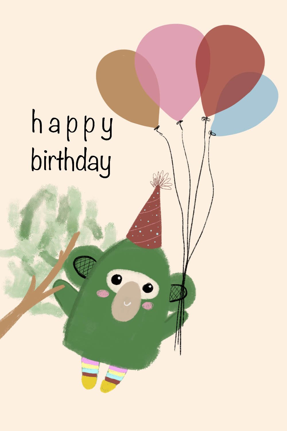 Happy Birthday eCard Cartoon Monkey and Balloons