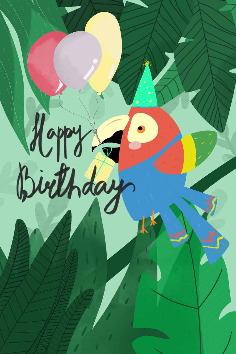 Colourful Birthday eCard with a Parrot