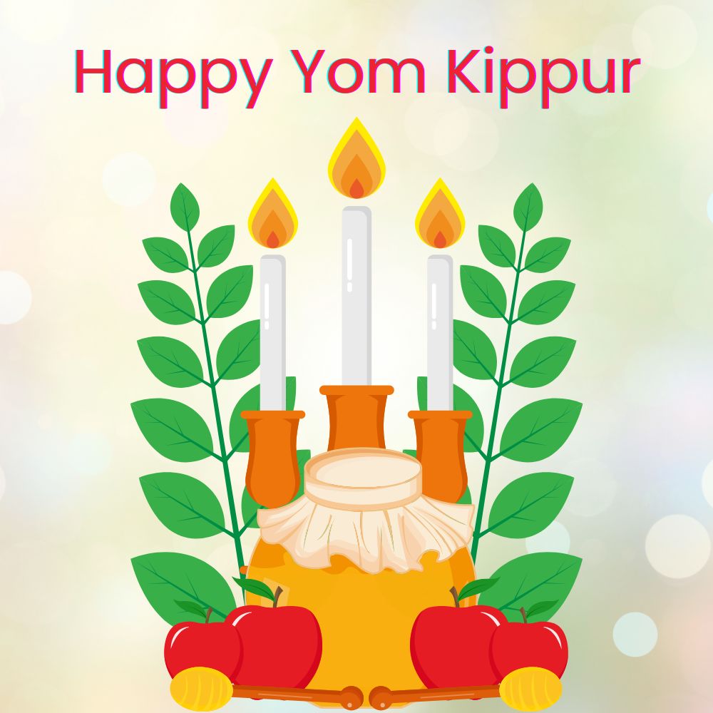 Pot of Honey and Candles Yom Kippur eCard