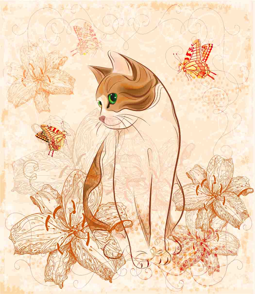 The Cat and Butterflies