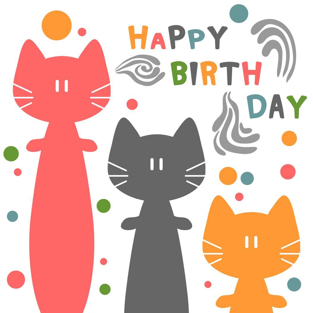 Three Cats Birthday Salute