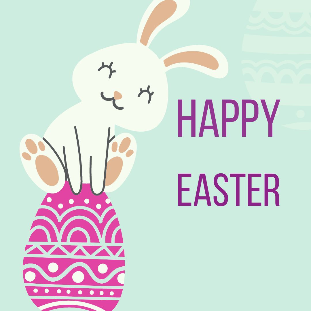 Cute bunny sitting on a egg easter eCard