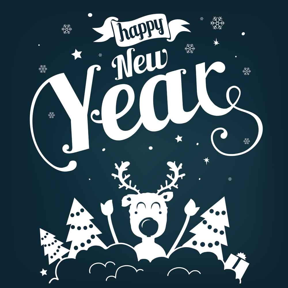 Deer in the cloud new year eCard
