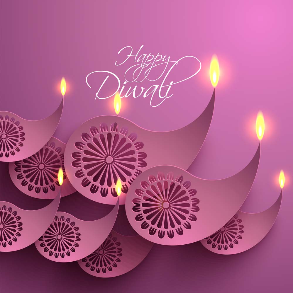 Fancy lighted lamp Diwali ecard