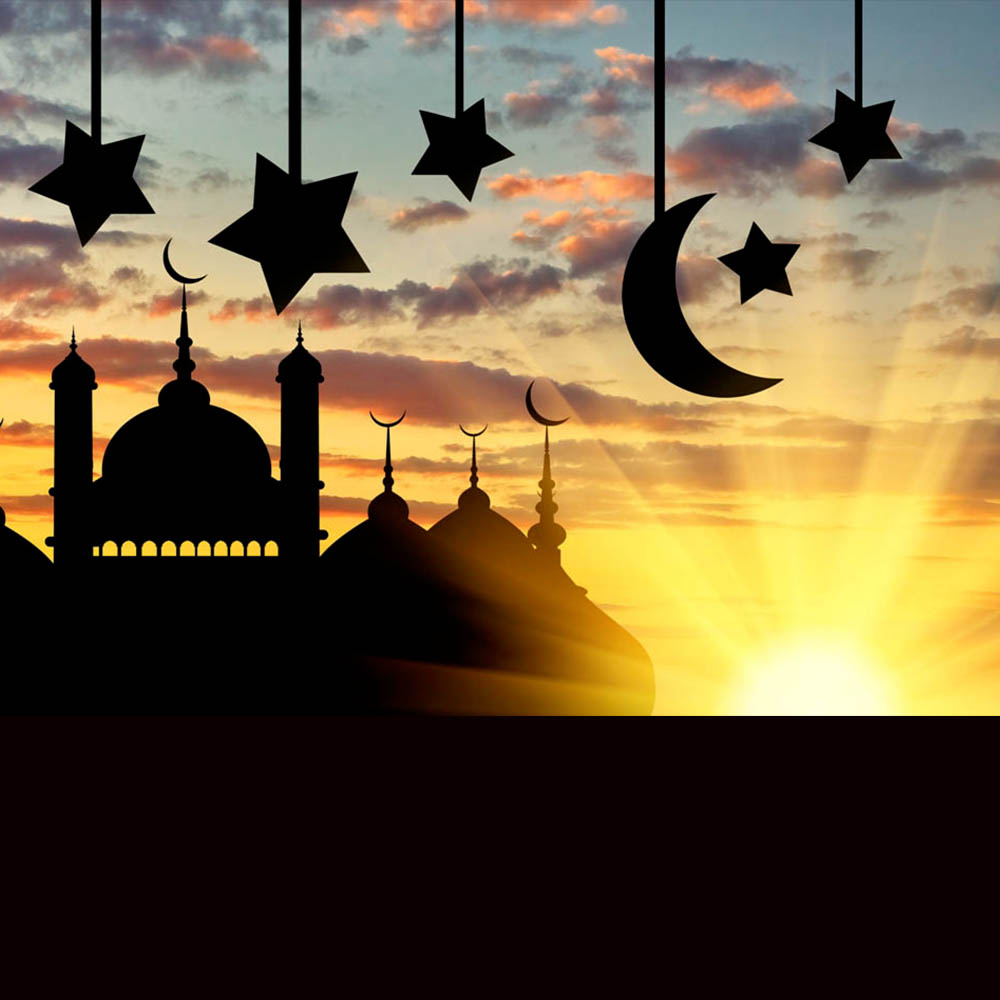 Eid crescent and golden sun
