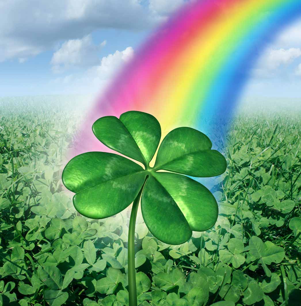 Good luck rainbow four leaf  clover