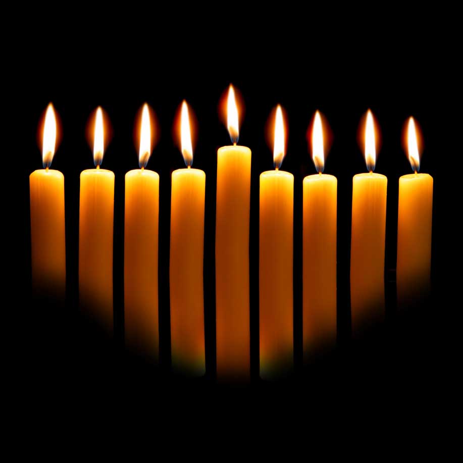 Hanukkah eCard Nine Lit Candles  –  Hope Spring Charity