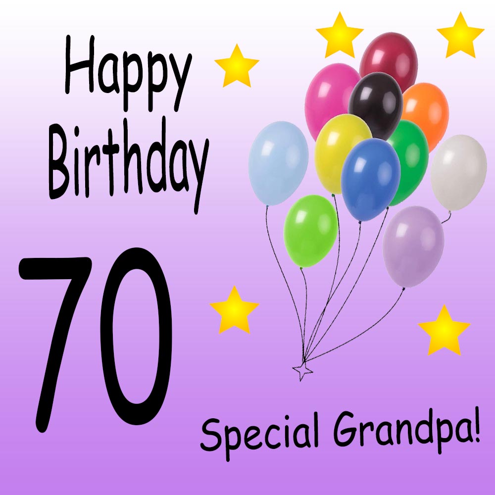 Happy 70th Birthday Grandpa eCard With Balloons