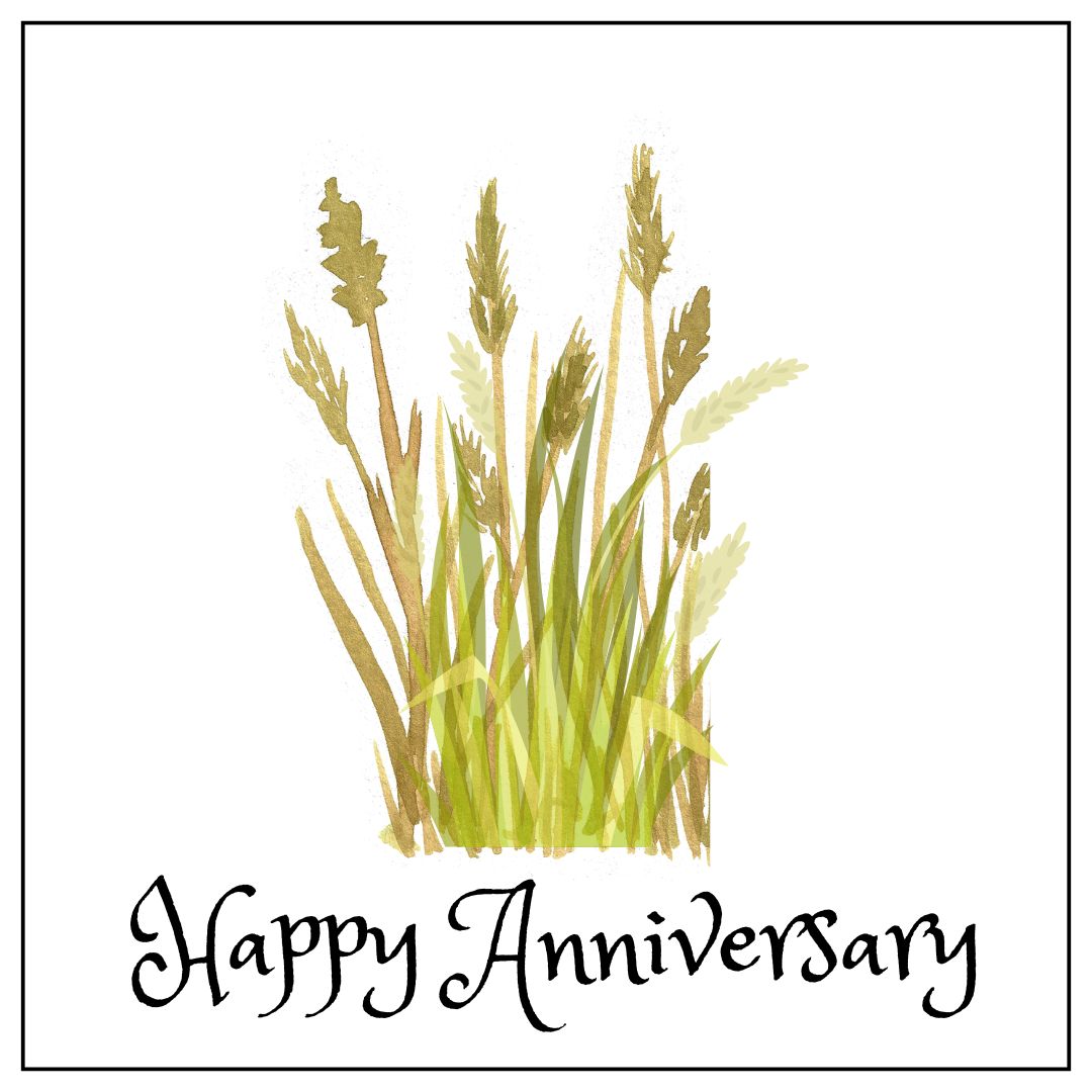 Elegant Happy Anniversary eCard with Rustic Wheat