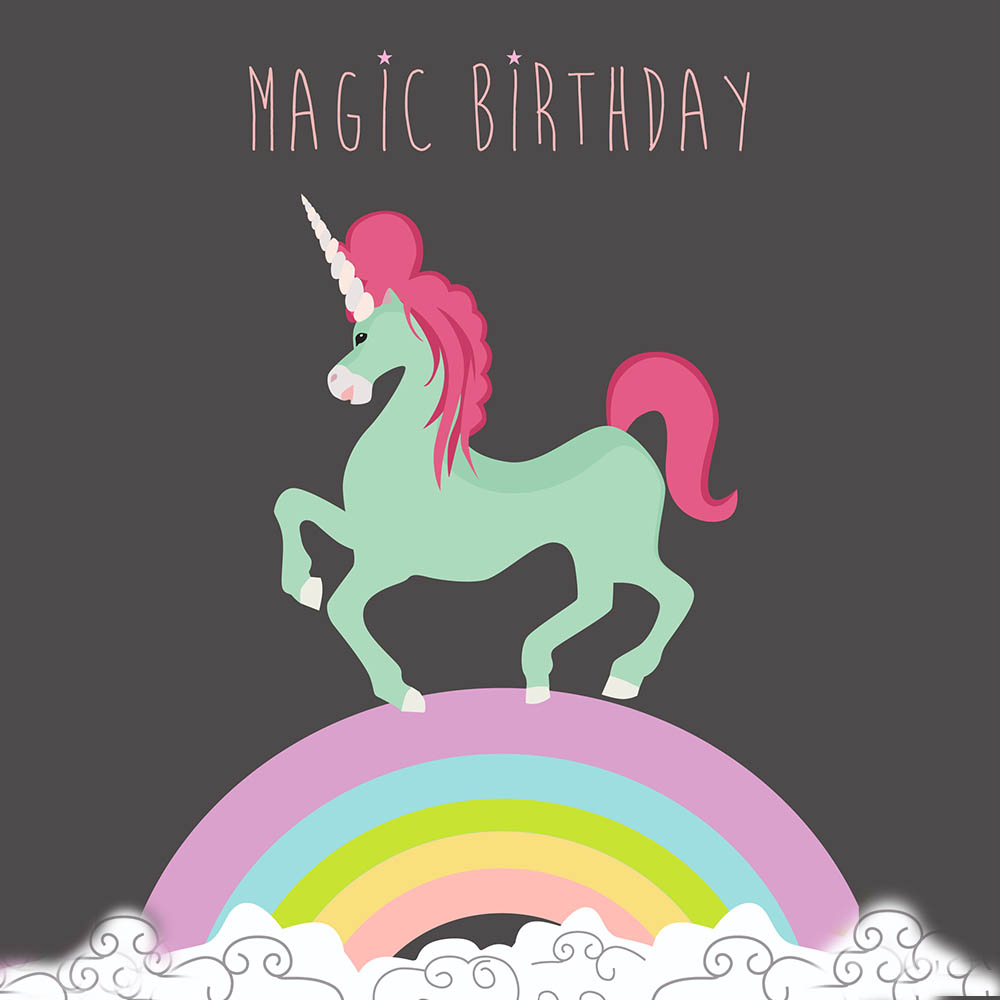 Happy Birthday unicorn rainbow eCard