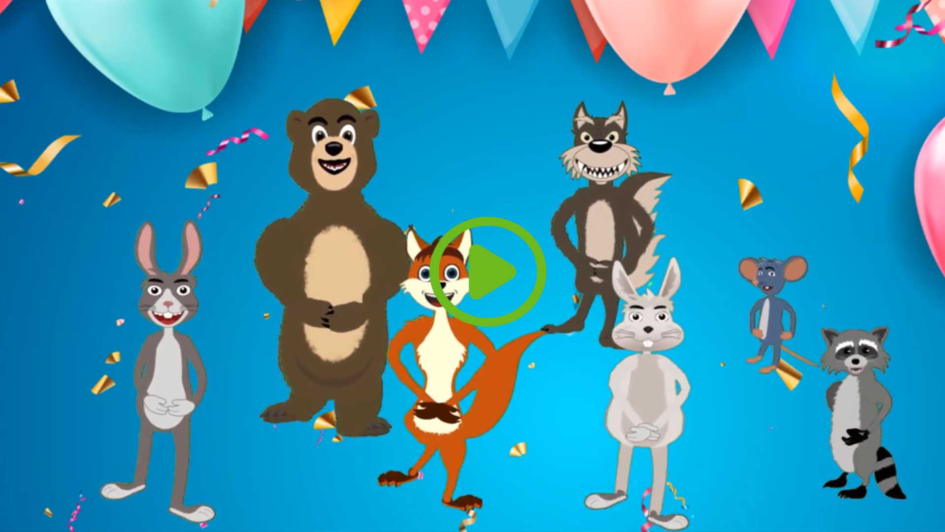 Happy birthday animal dancing eCard