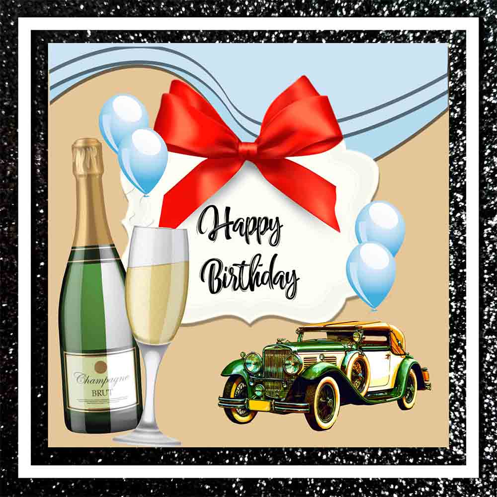 Happy Birthday Car and Champagne
