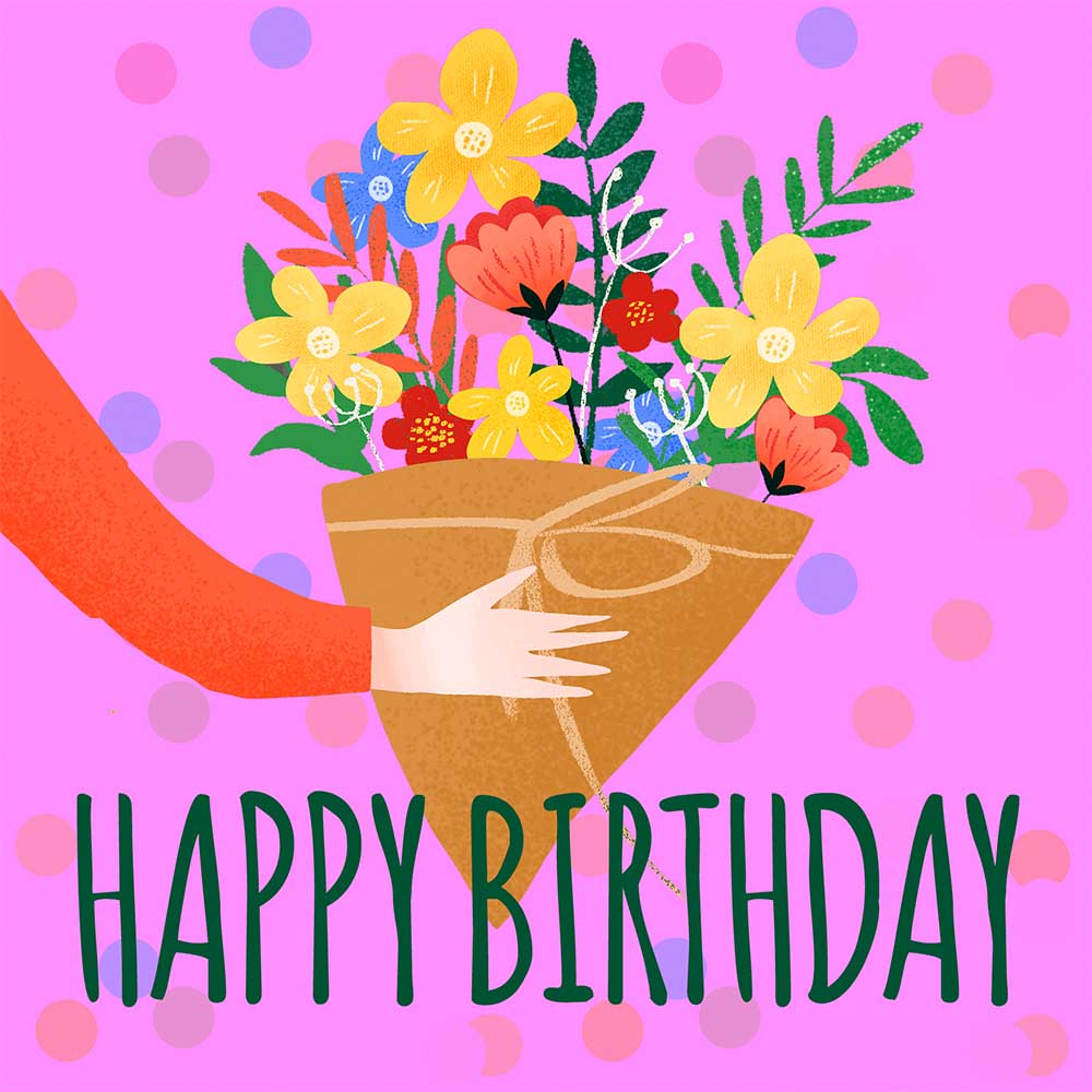 Happy Birthday Colourful Bunch of Flowers