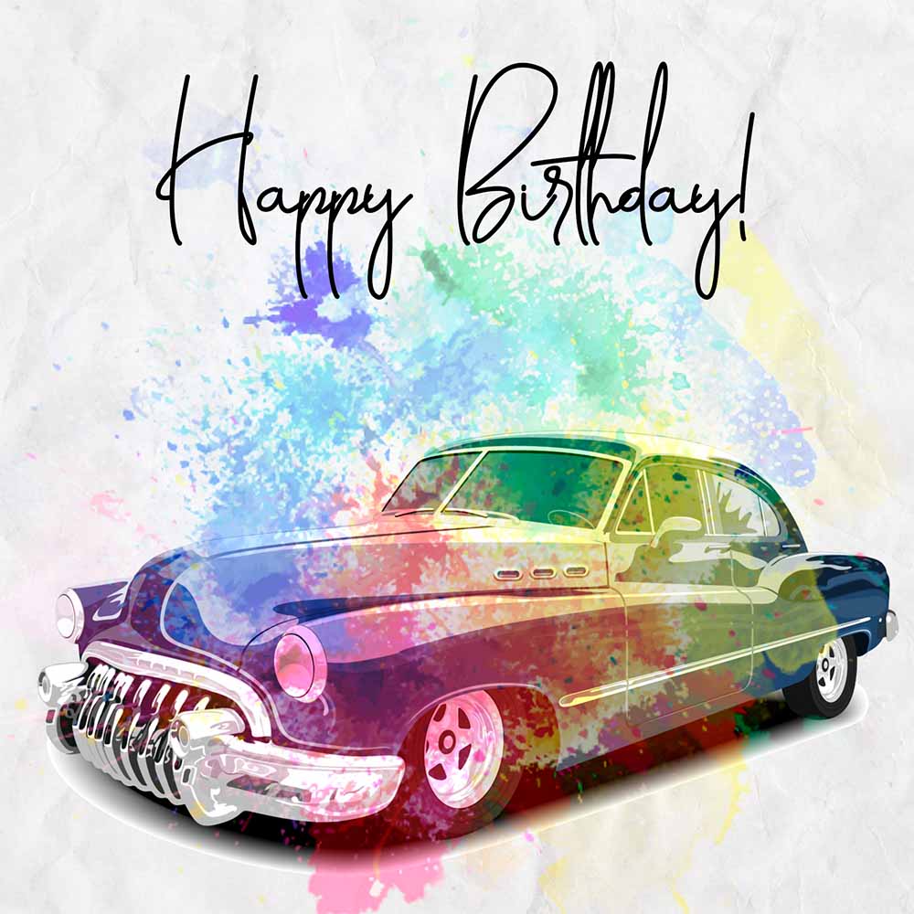 Happy Birthday Colourful Car