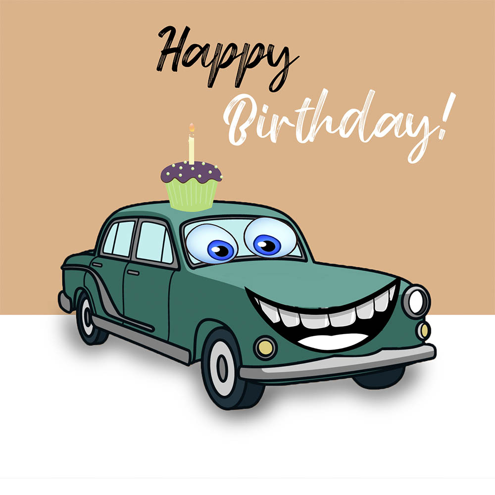 Happy Birthday Comical Car
