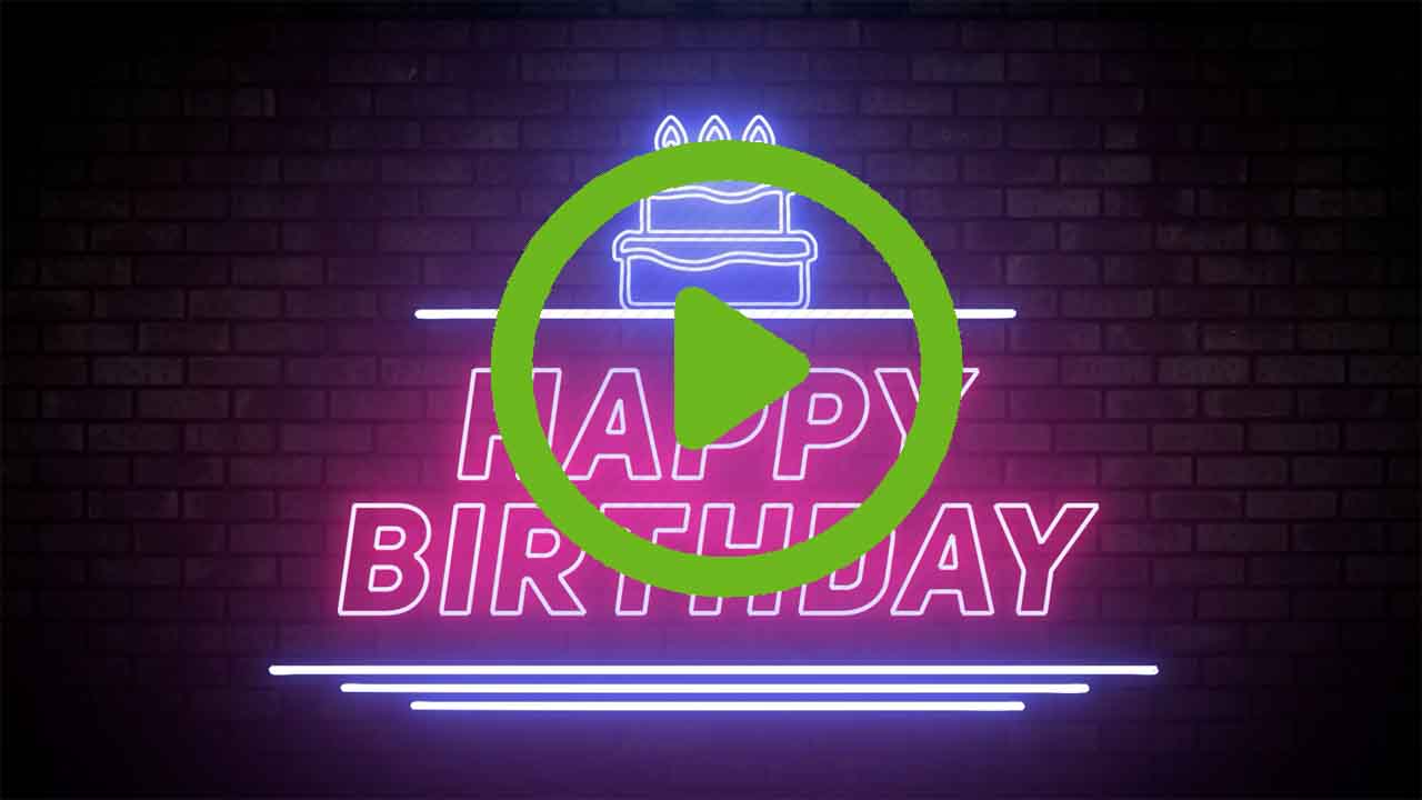 Happy birthday neon sign video ecard