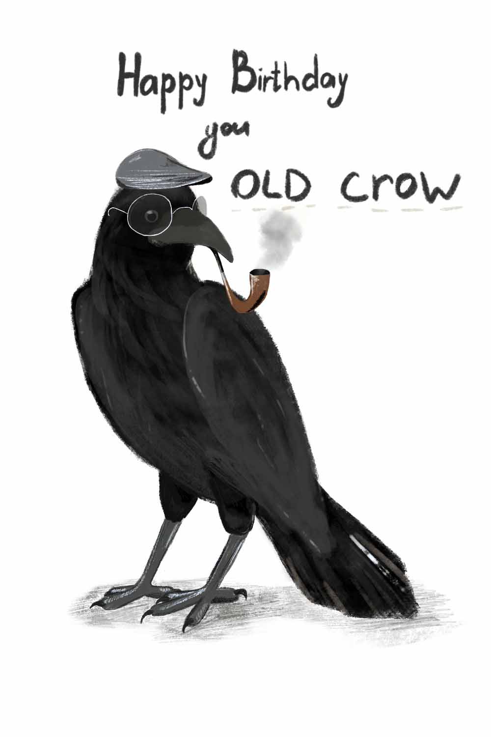 Humorous birthday ecard of an old crow