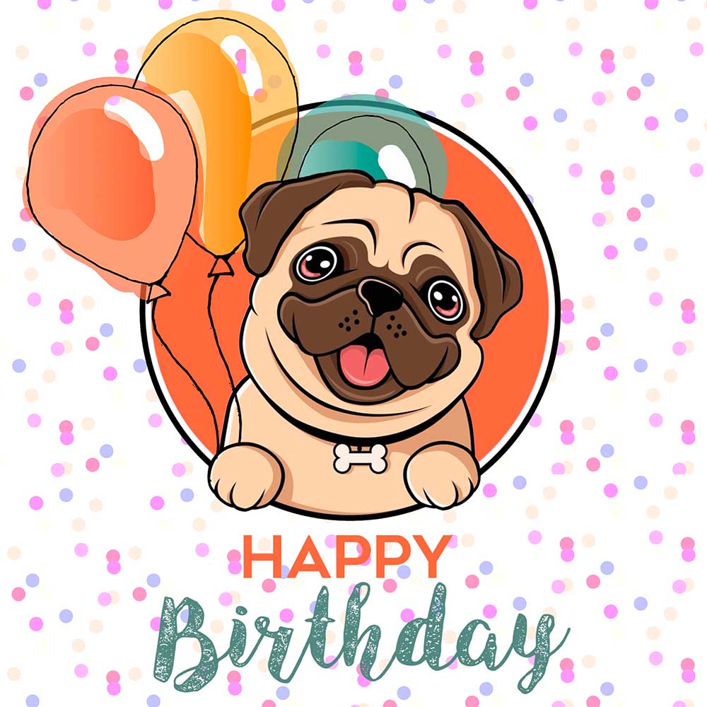 Happy Birthday Pug Balloons