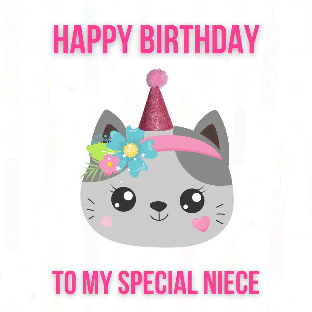 Adorable Cat Happy Birthday Niece eCard