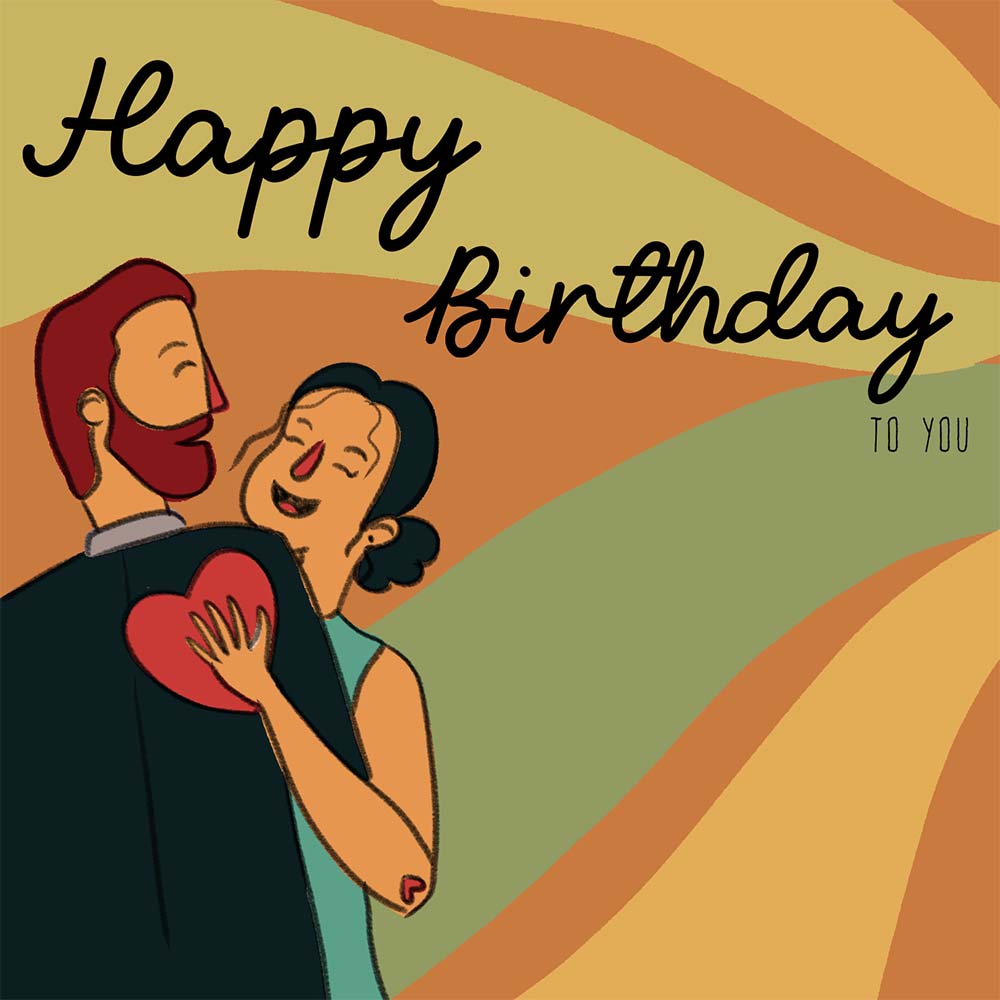 Happy Birthday to You : Woman sticks Heart on Man