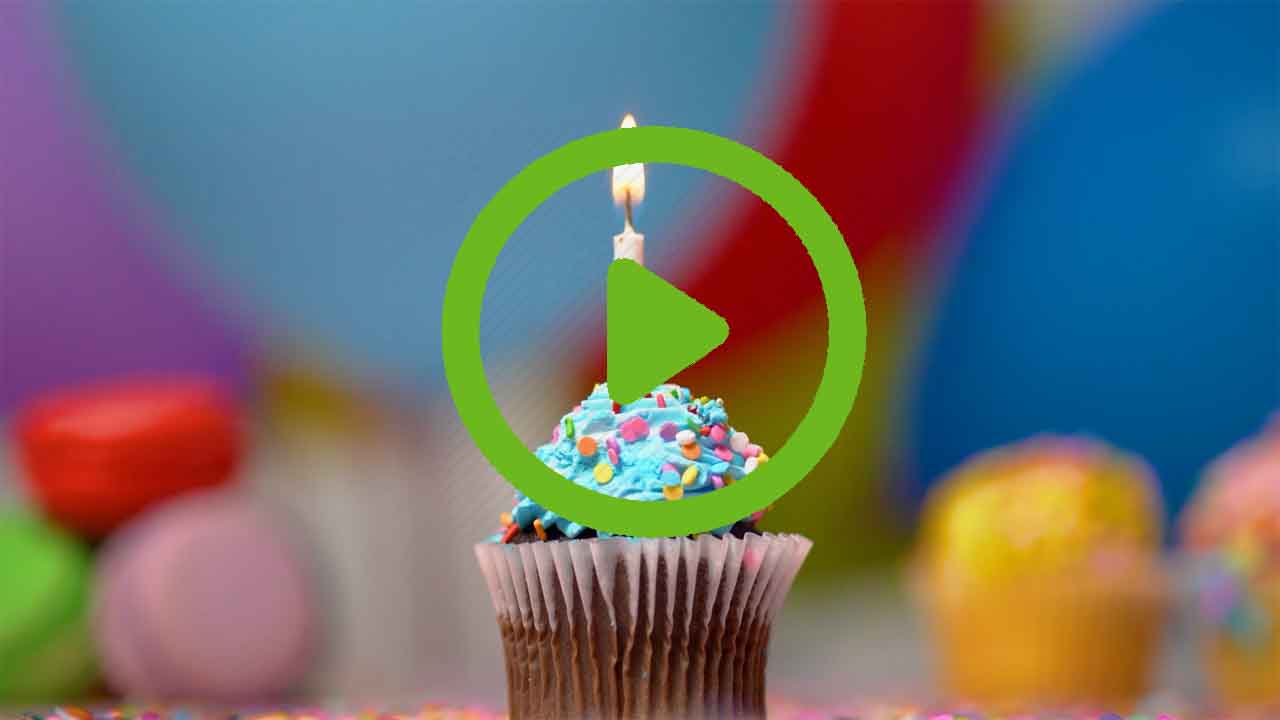 Happy birthday with cake video ecard