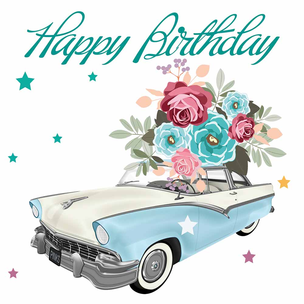 Happy Birthday Classic  and Flowers