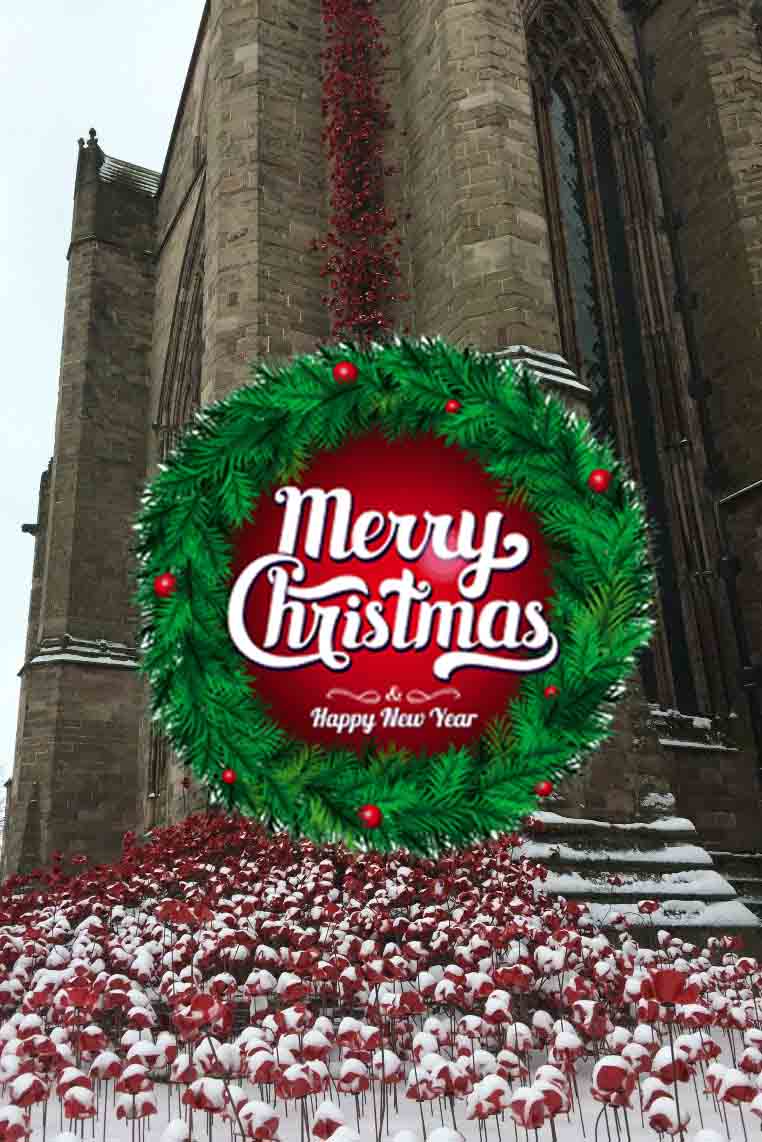 Merry Christmas – Hereford Cathedral Weeping Window Poppies eCard