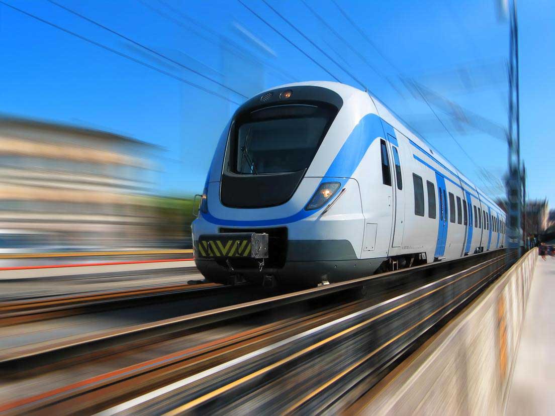 High-speed train with motion blur