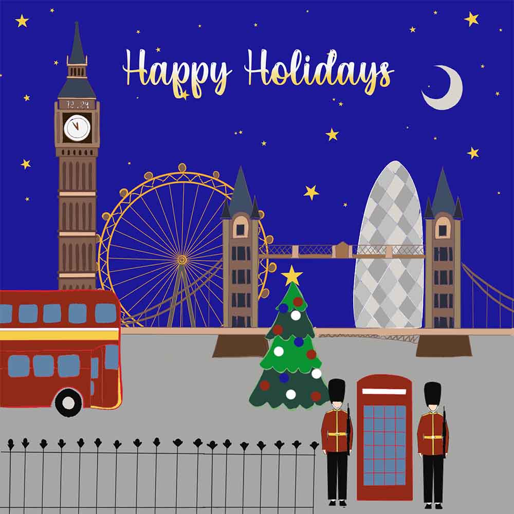 Happy Holidays -Tower Bridge, Gherkin, London Eye eCard