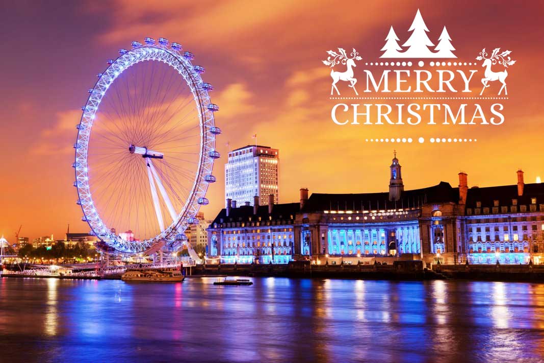 London Eye From Thames Christmas Greetings eCard