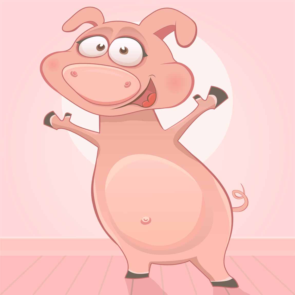Lovely Adorable Cartoon Pig Greetings eCard
