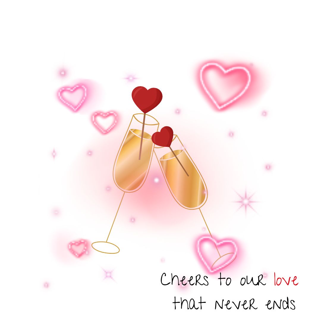 Romantic Valentine’s Day eCard – Cheers to Love with Champagne & Hearts