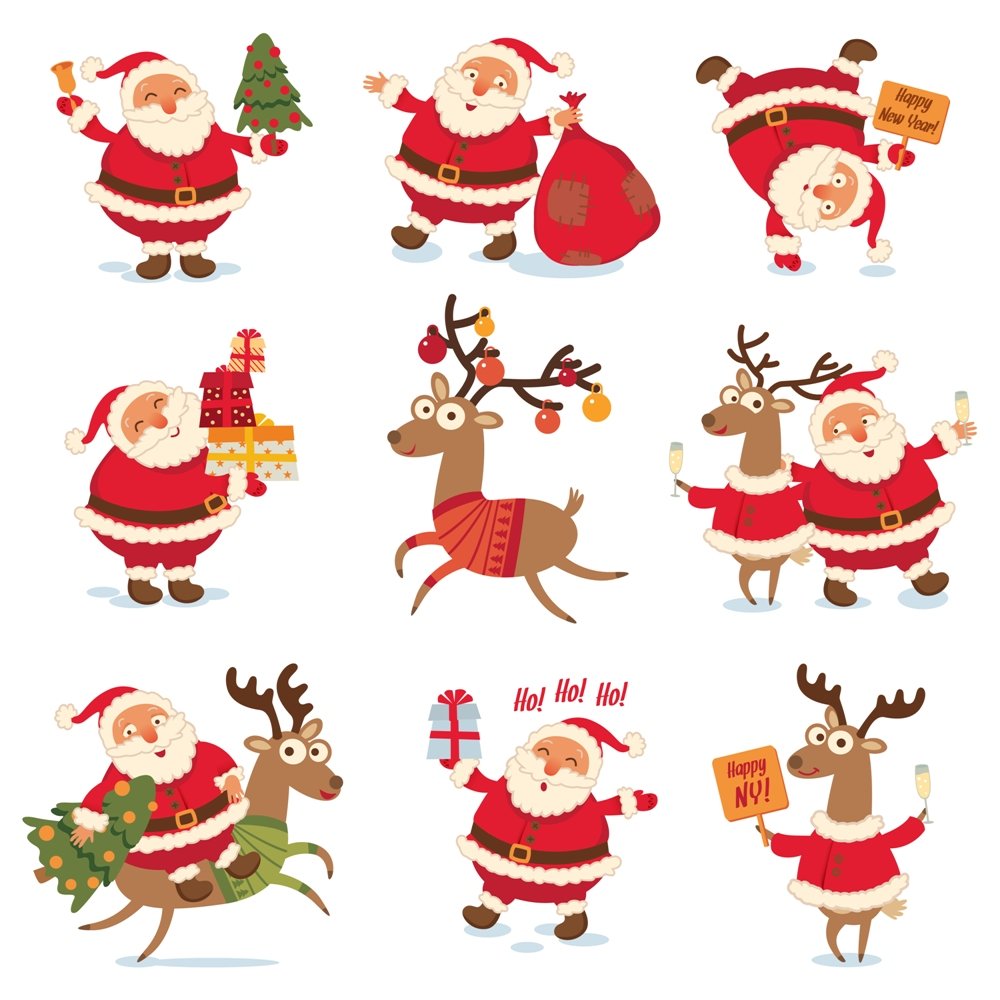 Charity Christmas ecard: Cheerful Santa & Reindeer